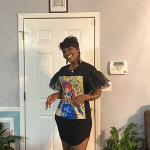 Tshirt Dress w/ sheer ruffle sleeves